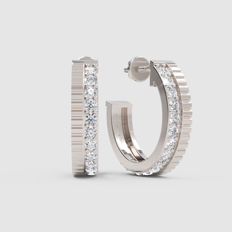 Classic Diamond Hoop Earrings In White Gold – Minimal Everyday Luxury Hoops | Jebij - One