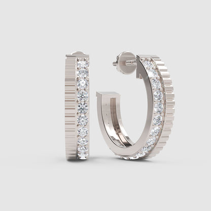 Classic Diamond Hoop Earrings In White Gold – Minimal Everyday Luxury Hoops | Jebij - One