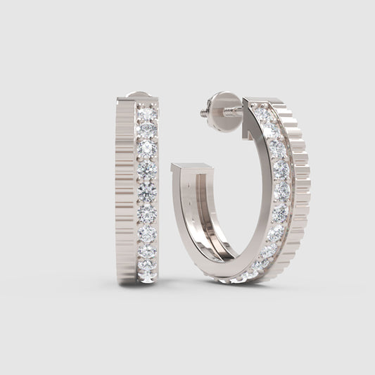 Classic Diamond Hoop Earrings In White Gold – Minimal Everyday Luxury Hoops | Jebij - One