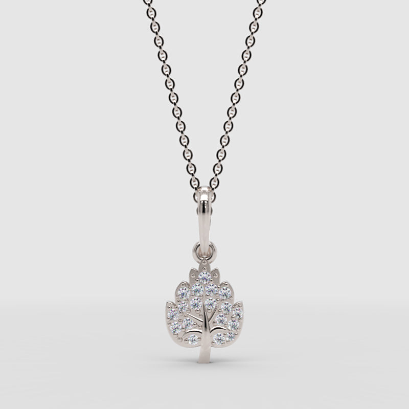 Tree Of Life Pendant Necklace With Cubic Zirconia Stones - One