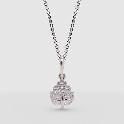 Tree Of Life Pendant Necklace With Cubic Zirconia Stones - One