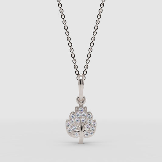 Tree Of Life Pendant Necklace With Cubic Zirconia Stones - One
