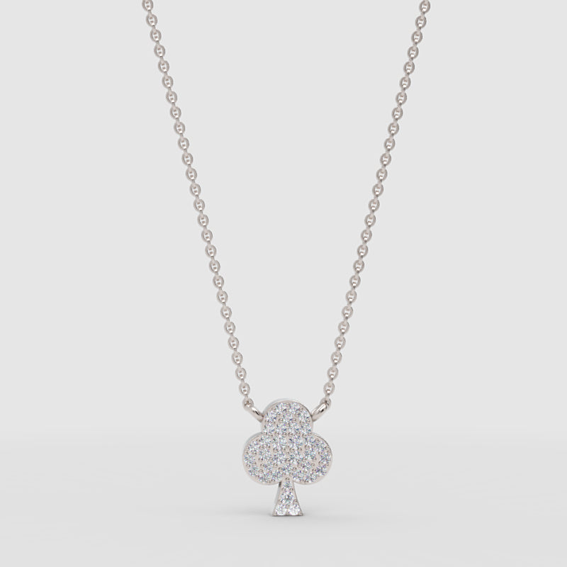 Pav Club Suit Pendant Necklace With Chain - One