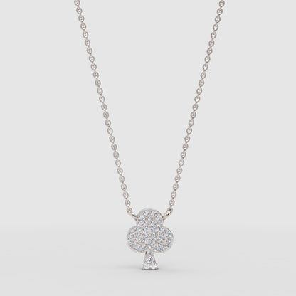 Pav Club Suit Pendant Necklace With Chain - One