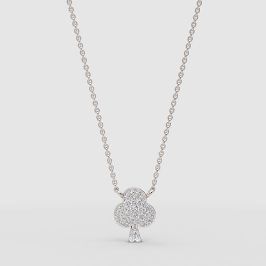 Pav Club Suit Pendant Necklace With Chain - One