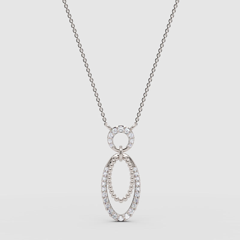 Triple Oval Pendant Necklace With Pav Diamond - One