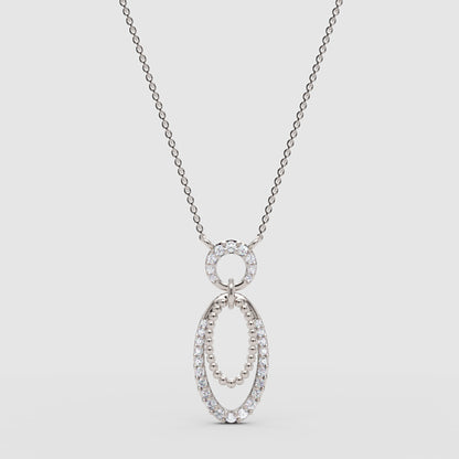 Triple Oval Pendant Necklace With Pav Diamond - One