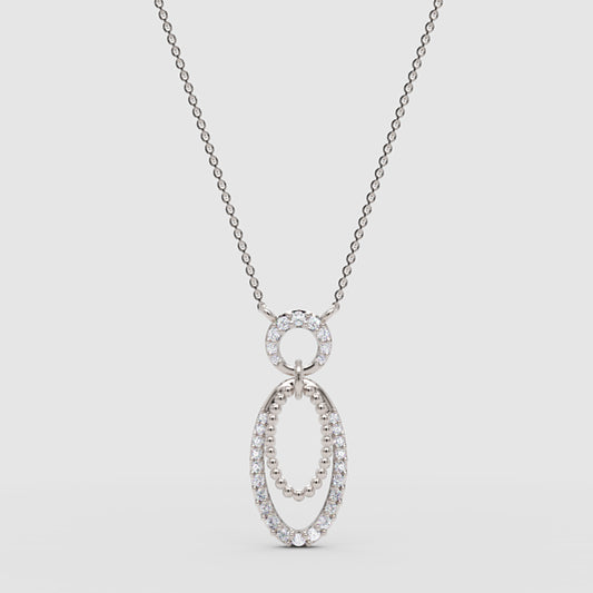 Triple Oval Pendant Necklace with Pav Diamond