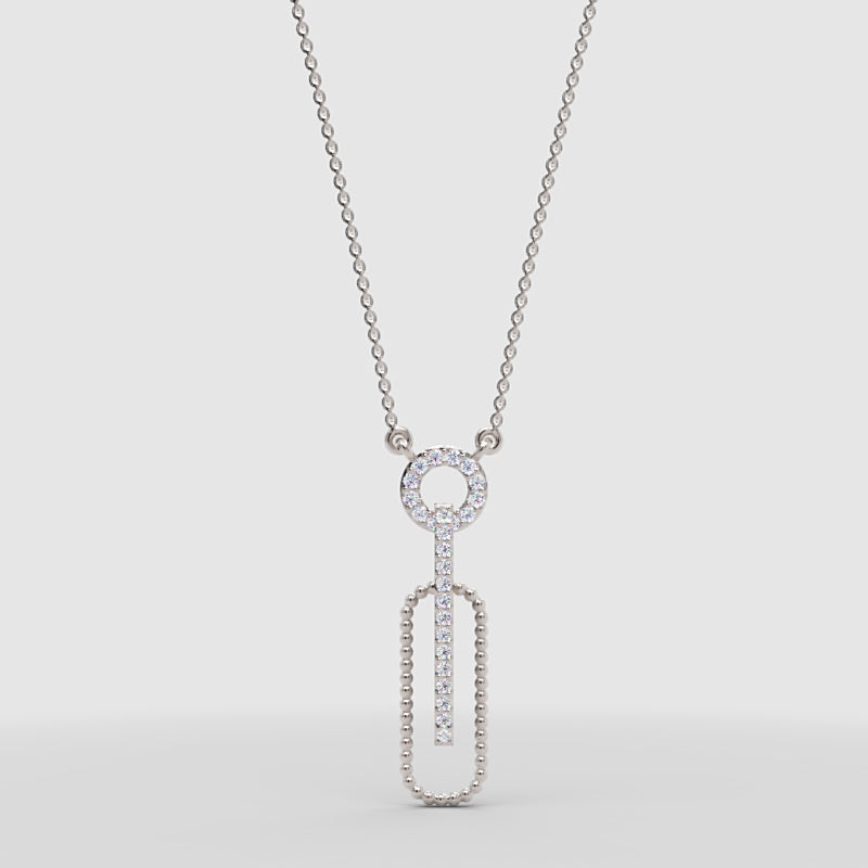 Pav Diamond Safety Pin Pendant Necklace - One