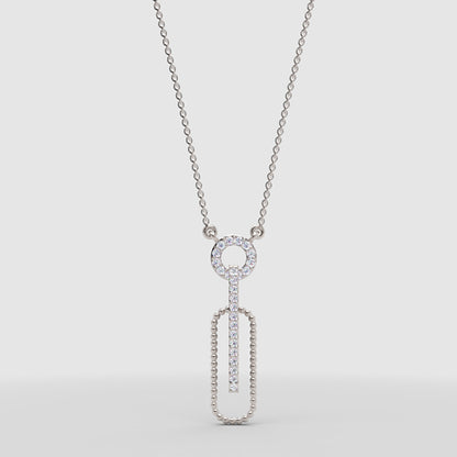Pav Diamond Safety Pin Pendant Necklace - One