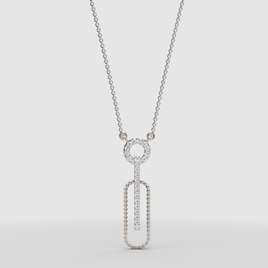 Pav Diamond Safety Pin Pendant Necklace