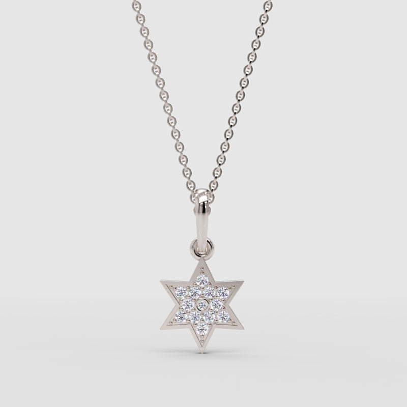 Pav Diamond Star Of David Pendant Necklace - One