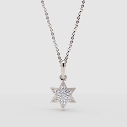 Pav Diamond Star Of David Pendant Necklace - One