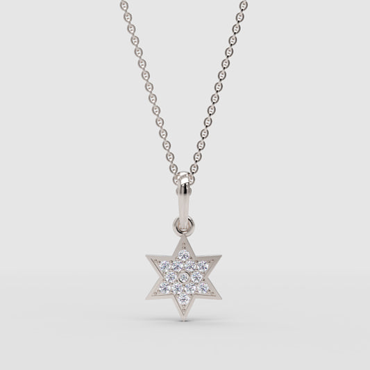 Pav Diamond Star Of David Pendant Necklace - One