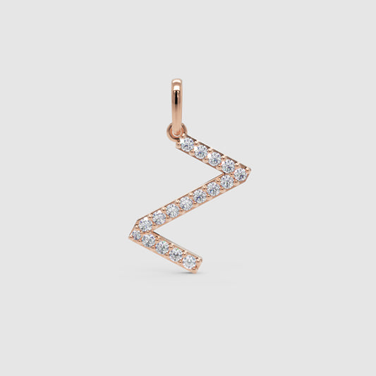Rose Gold Diamond Letter Z Initial Pendant Charm