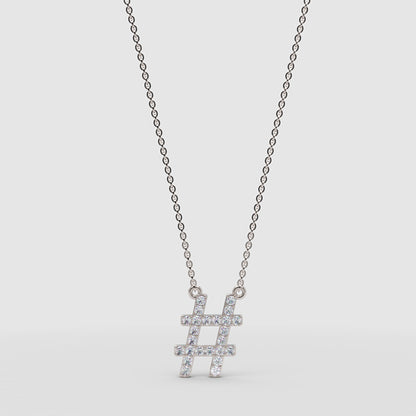 Hashtag Symbol Pendant Necklace With Pav Crystals - One