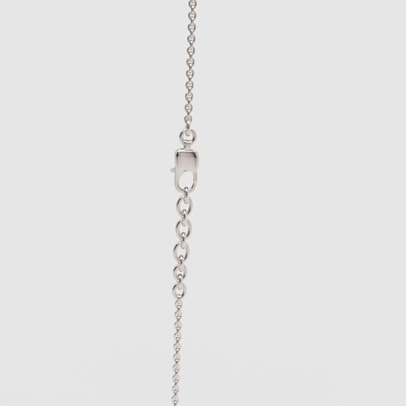 White gold chain necklace clasp close-up 