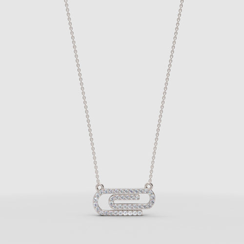 Diamond Interlocking Link Pendant Necklace with Modern Geometric Pave Design