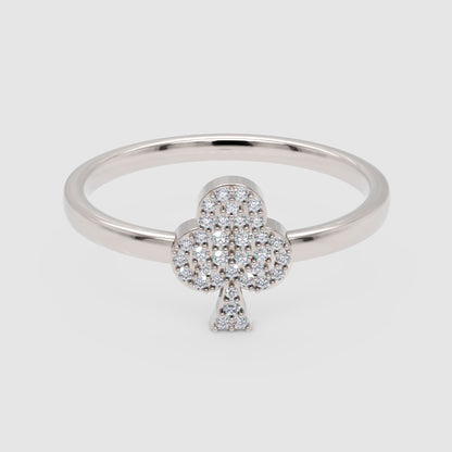 Pav Diamond Clover Stackable Ring - One