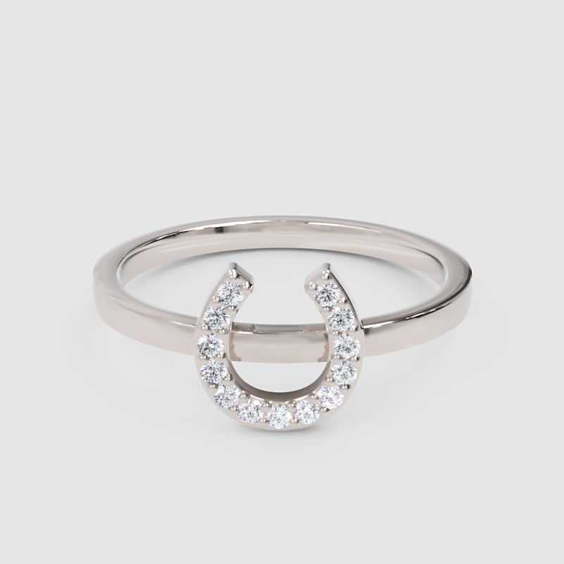 Pav Diamond Horseshoe Ring - One