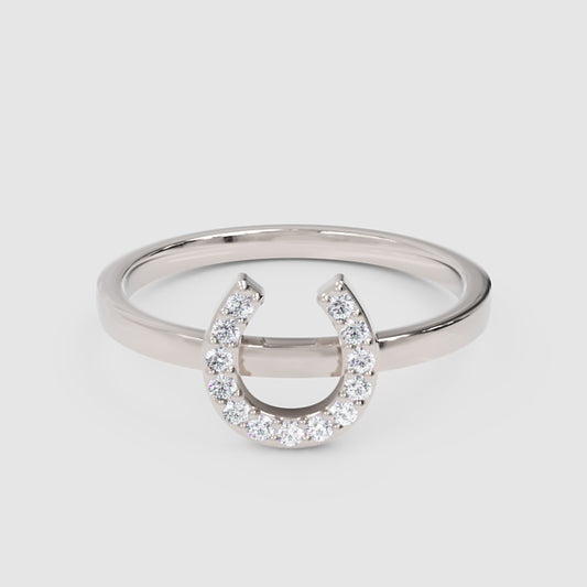 Pav Diamond Horseshoe Ring - One