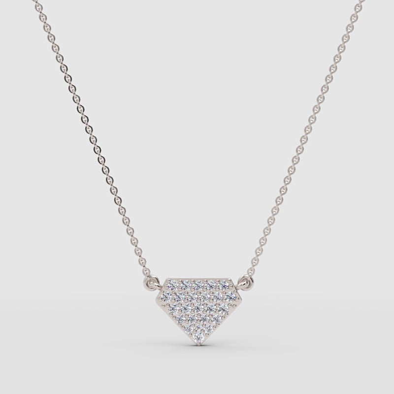 Pav Diamond Shield Pendant Necklace - One