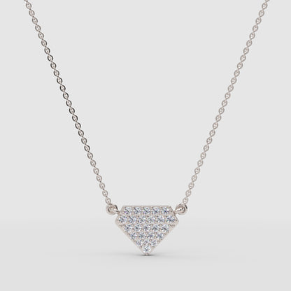 Pav Diamond Shield Pendant Necklace - One