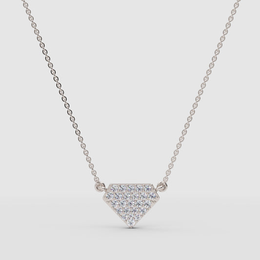 Pav Diamond Shield Pendant Necklace - One