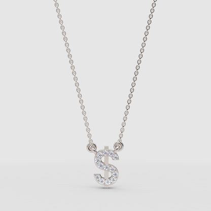 Crystal Dollar Sign Pendant Necklace - One