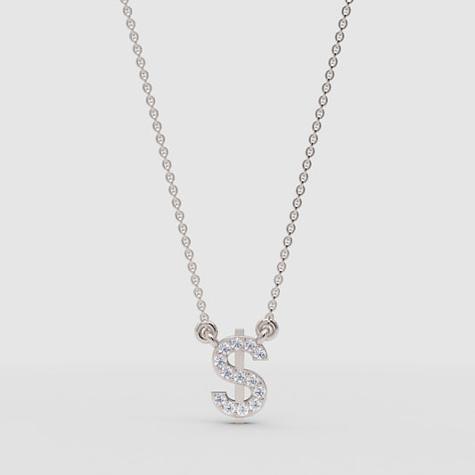 Crystal Dollar Sign Pendant Necklace - One