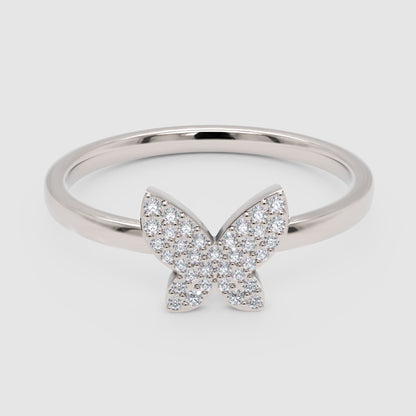 Pav Diamond Butterfly Ring - One