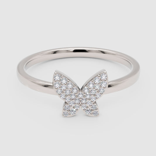 Pav Diamond Butterfly Ring - One