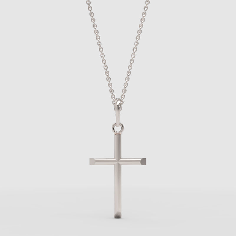 Sleek Cross Pendant Necklace With Chain - Three