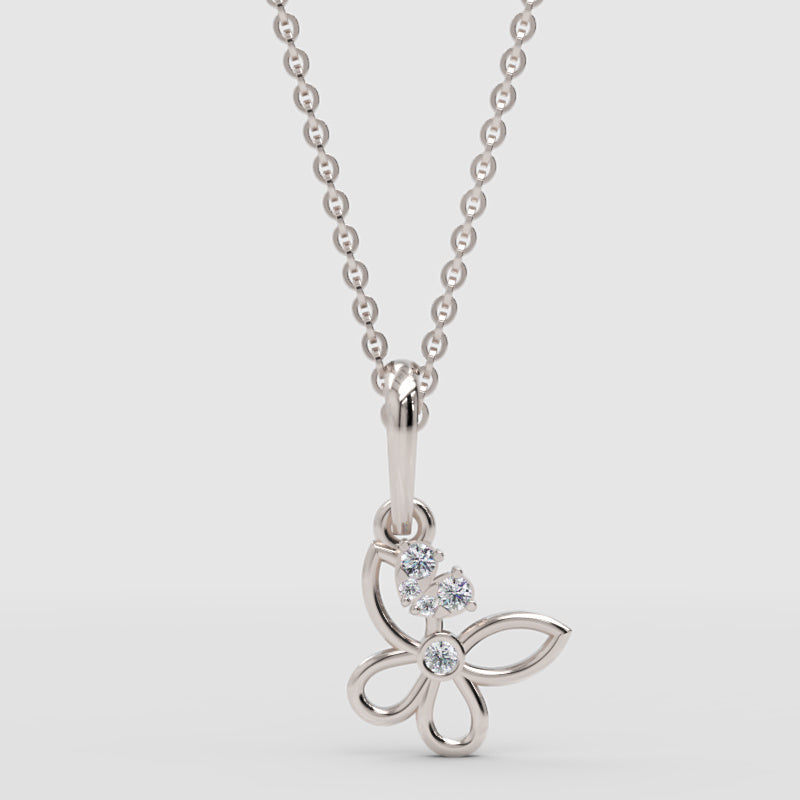 Delicate Butterfly Pendant Necklace With Crystal Accents - One