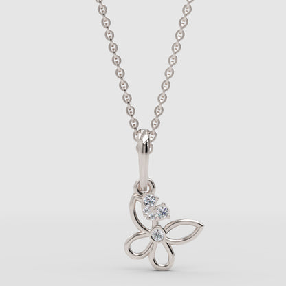 Delicate Butterfly Pendant Necklace With Crystal Accents - One