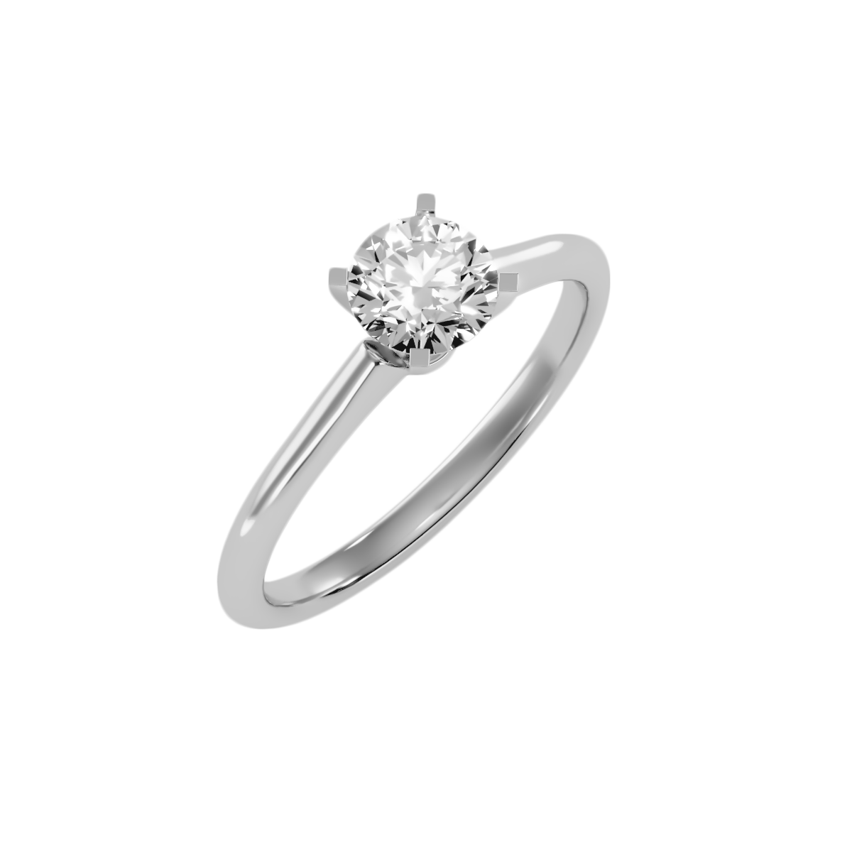 2 Ct Round Moissanite Cathedral Solitaire Engagement Ring in 925 Sterling Silver With Rhodium Plating