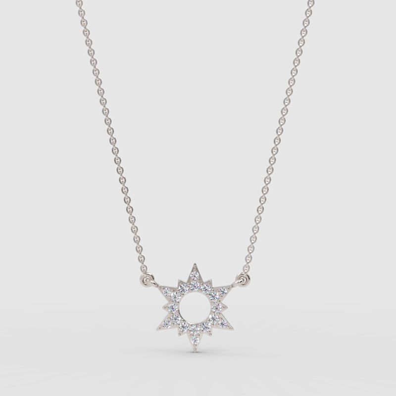 Starburst Pendant Necklace With Pav Crystals - One