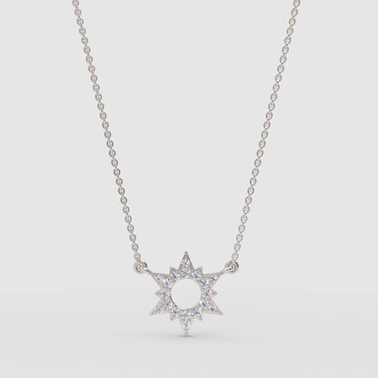Starburst Pendant Necklace With Pav Crystals - One