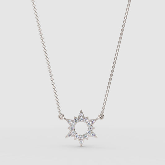 Starburst Pendant Necklace With Pav Crystals - One