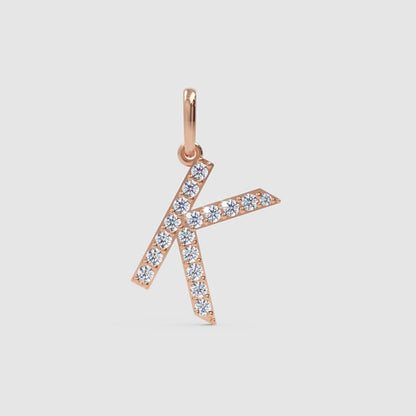 Rose Gold Diamond Letter K Initial Pendant Charm