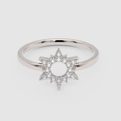 Starburst Diamond Halo Ring With Open Center Design - One