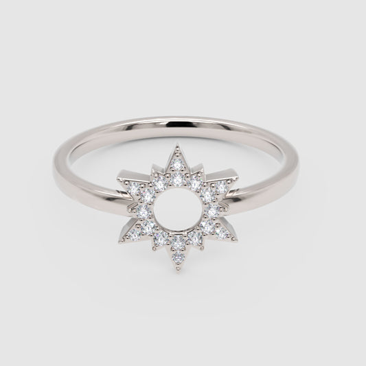 Starburst Diamond Halo Ring With Open Center Design - One