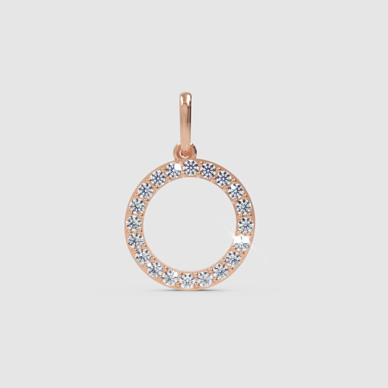 Rose Gold Diamond Letter O Initial Pendant Charm