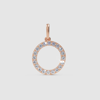 Rose Gold Diamond Letter O Initial Pendant Charm
