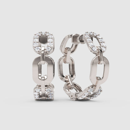 Diamond Chain Link Hoop Earrings - One