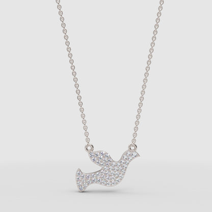 Pav Crystal Dove Pendant Necklace - One