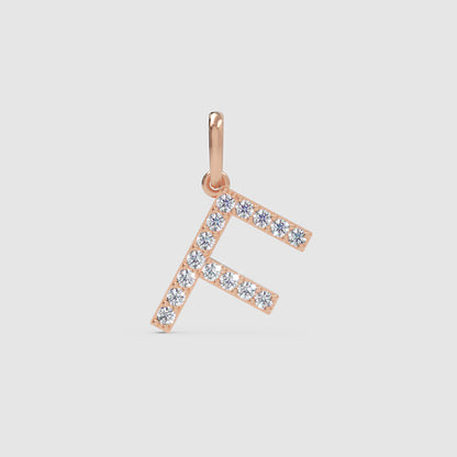 Rose Gold Diamond Letter F Initial Charm Pendant