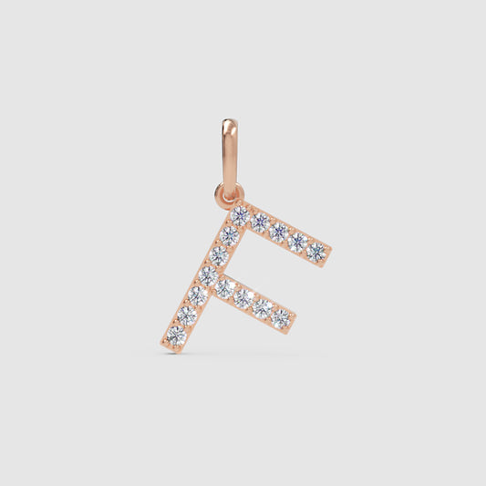 Rose Gold Diamond Letter F Initial Charm Pendant