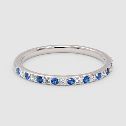 Sapphire and Diamond Alternating Stackable Band Ring