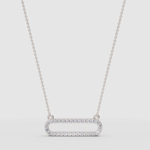Diamond Horizontal Link Pendant Necklace with Minimal Modern Pave Design
